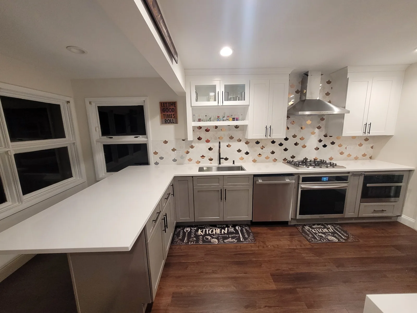 Custom kitchen remodel with white shaker cabinets in Bergen County NJ