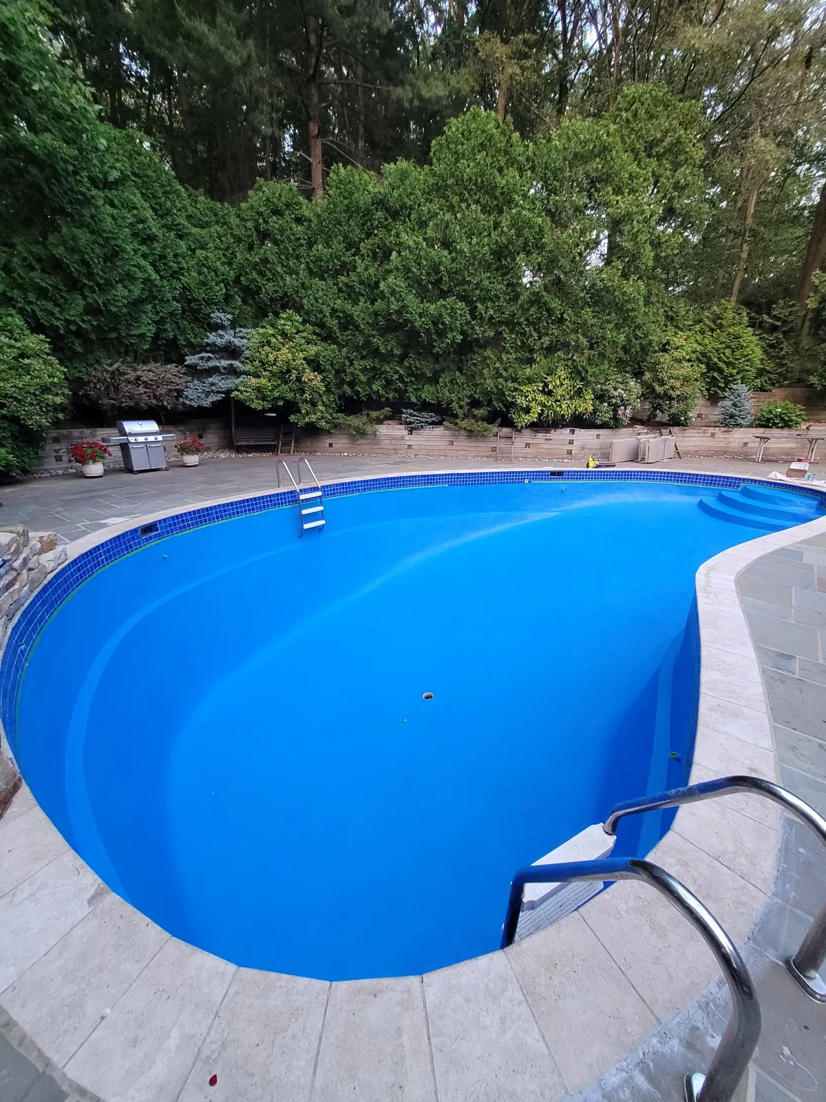 Backyard pool renovation completed by Augustine Construction in Bergen County NJ